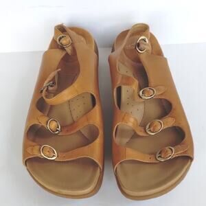 Dansko Leather Triple Strap Slingback Casual Buckled Tan Comfort Sandals 41